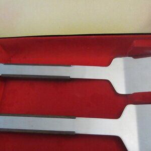 VTG-VERNCO STAINLESS STEEL WITH WOOD HANDLE BBQ GRILL SET, WITH BOTTLE/CAN OPEN